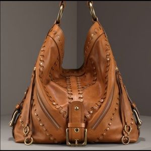 Isabella Fiore Carina Studded Leather Hobo Bag